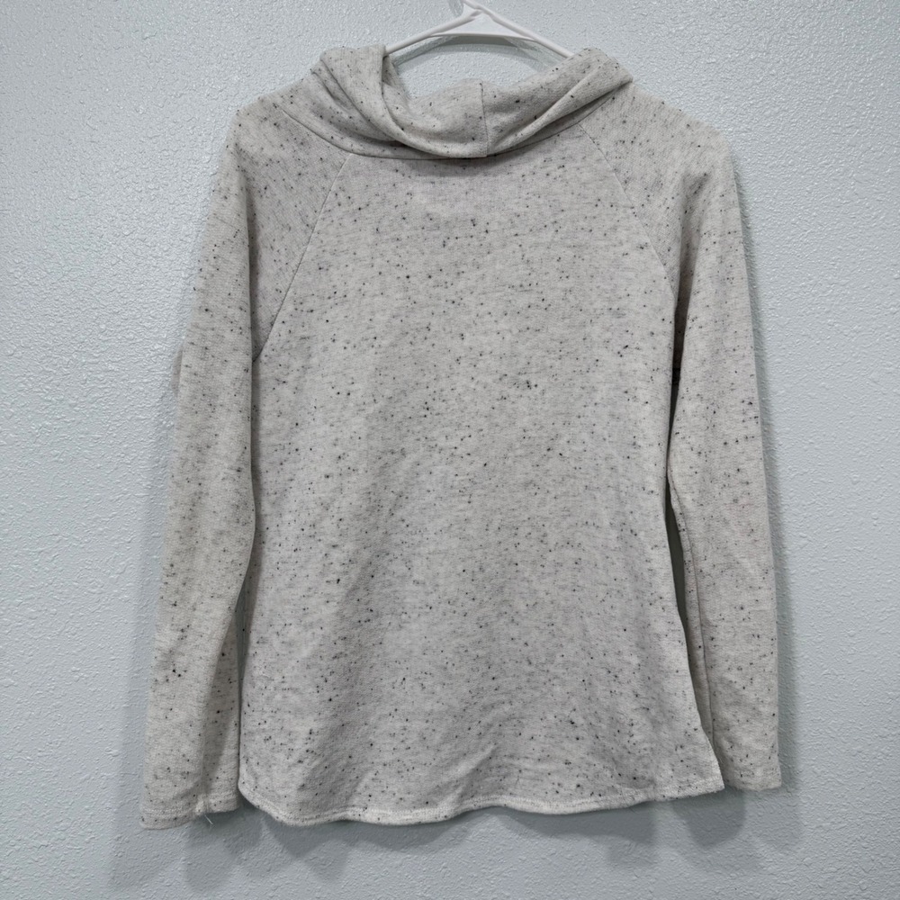 Daytrip Speckled Cowl Neck Long Sleeve Sweater Top Women's Medium Light Gray - Picture 2 of 7